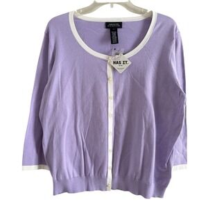 Jones New York Signature Womens XL Lavender Button Cardigan Classic NWT